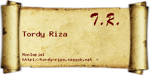 Tordy Riza névjegykártya